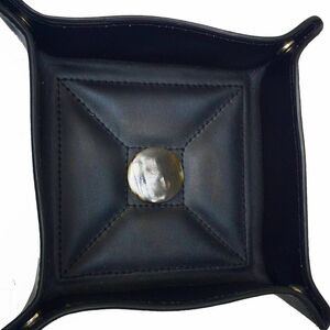 Black Leather Folding Jewelry Valet Bone Accent